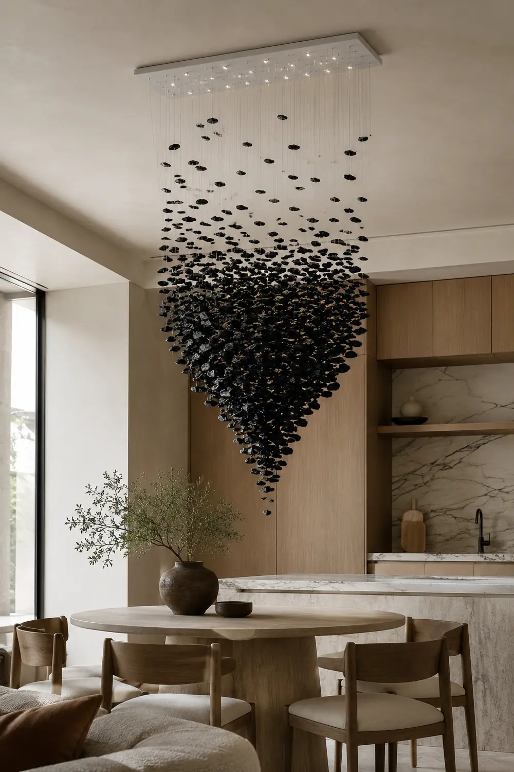 Charcoal Cascade Pixel Chandelier - Lumpaz