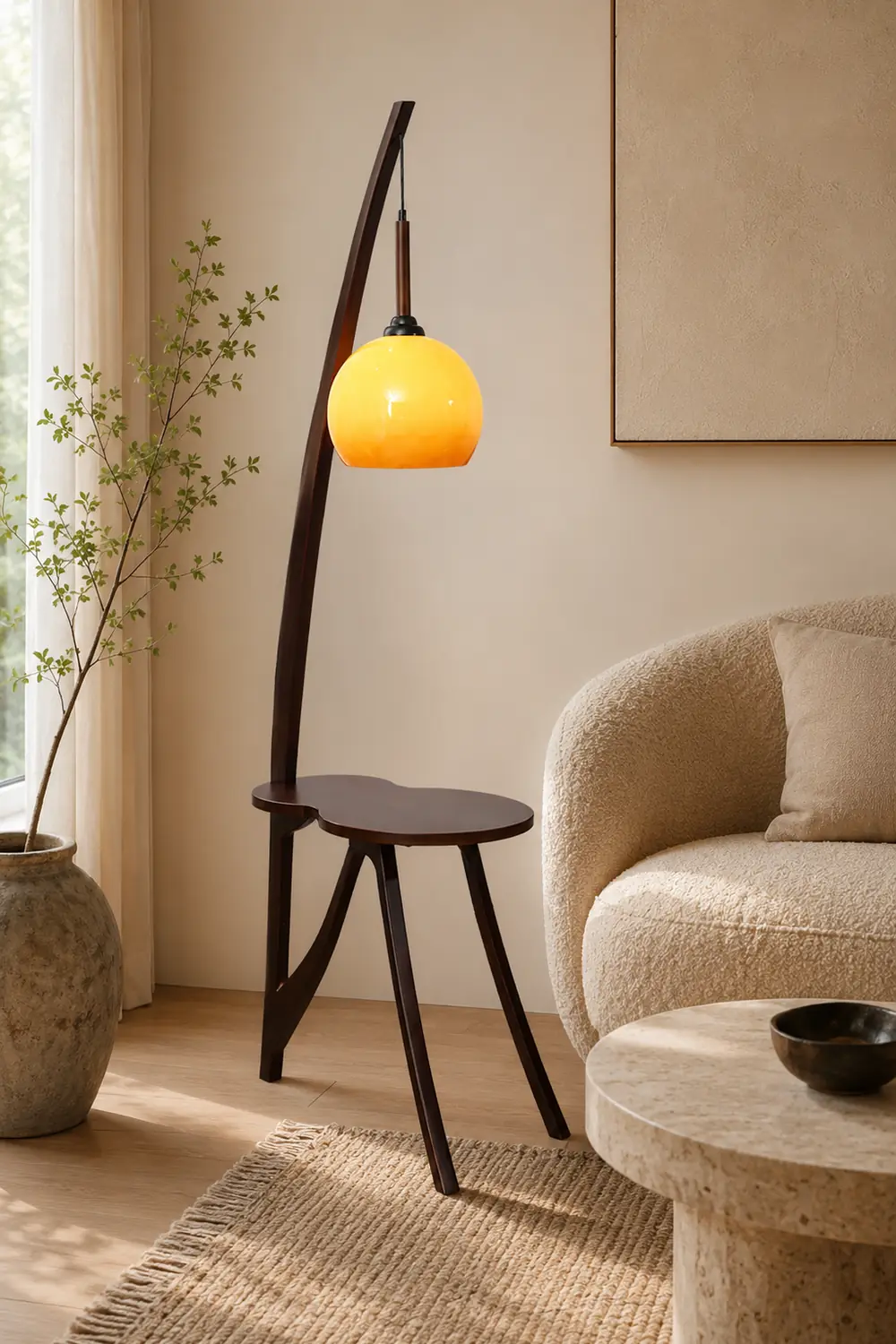 Arc Wood Hanging Floor Lamp - Lumpaz