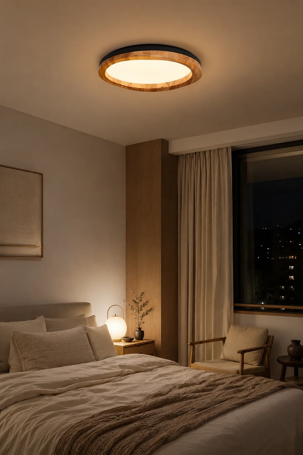 Timber Round Wood Ceiling Lamp - Lumpaz