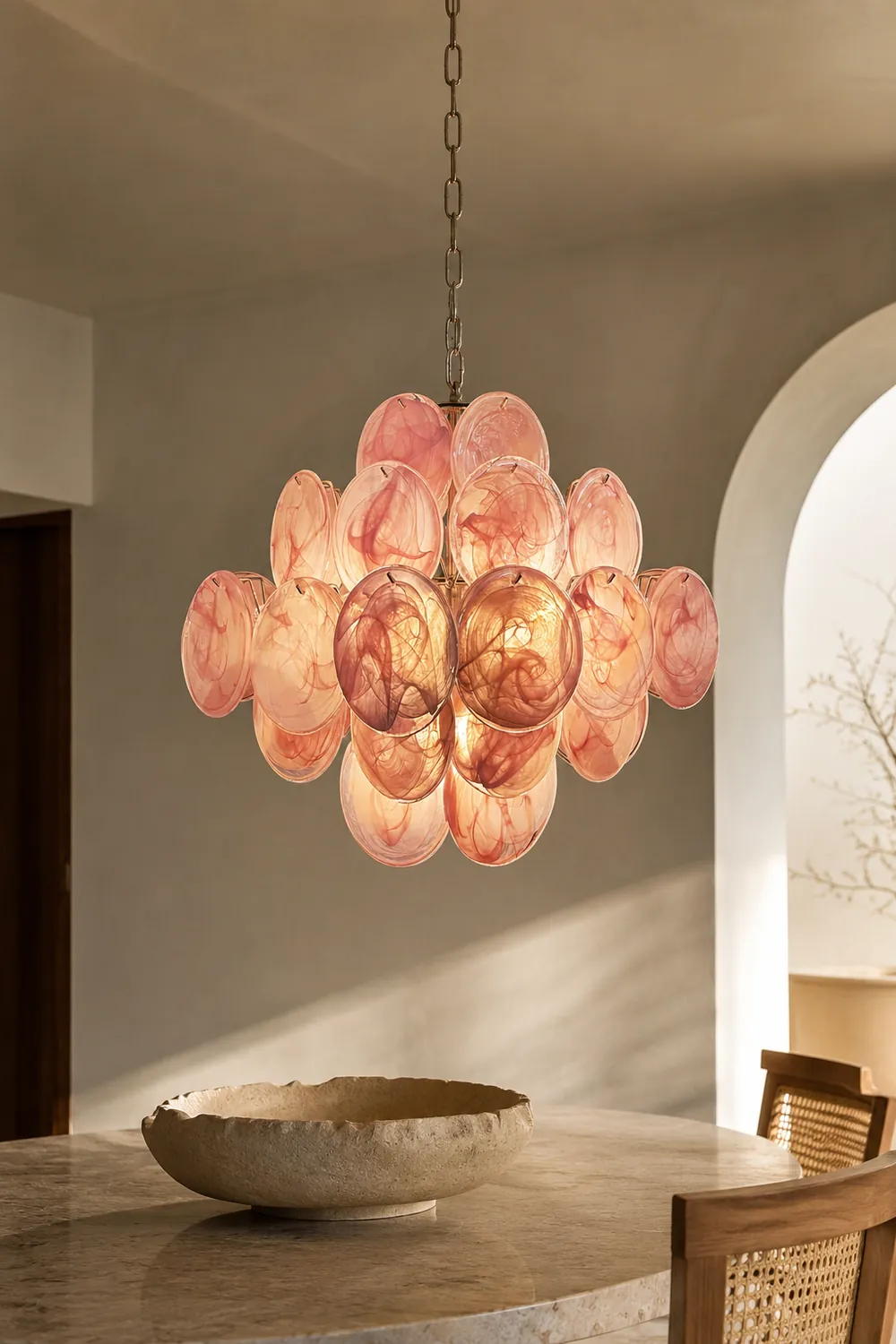 Murano Pink Disks Chandelier - Lumpaz