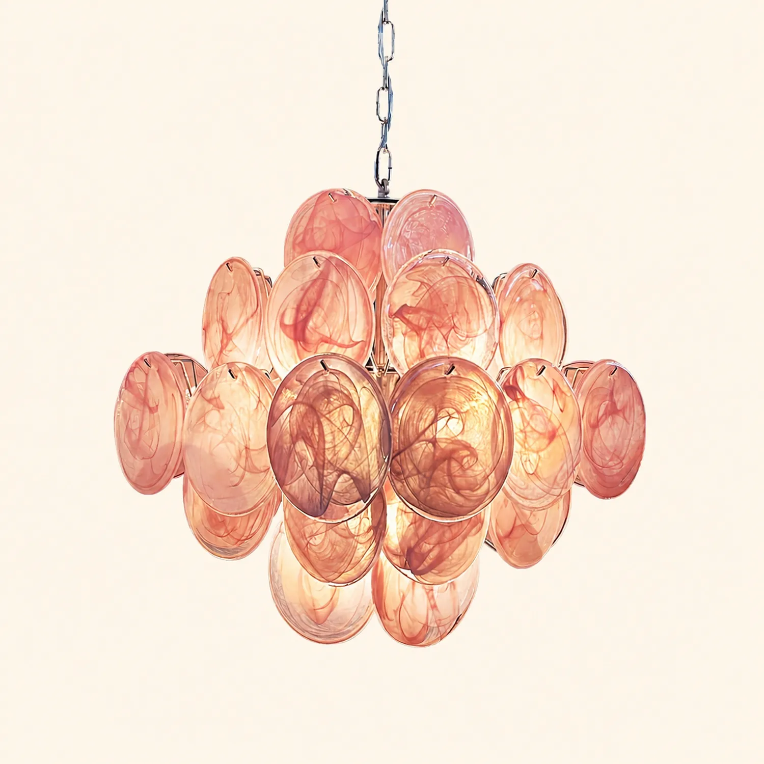 Murano Pink Disks Chandelier - Lumpaz
