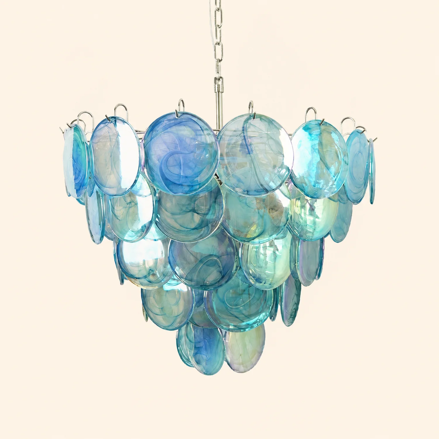 Blue Murano Disc Chandelier - Lumpaz