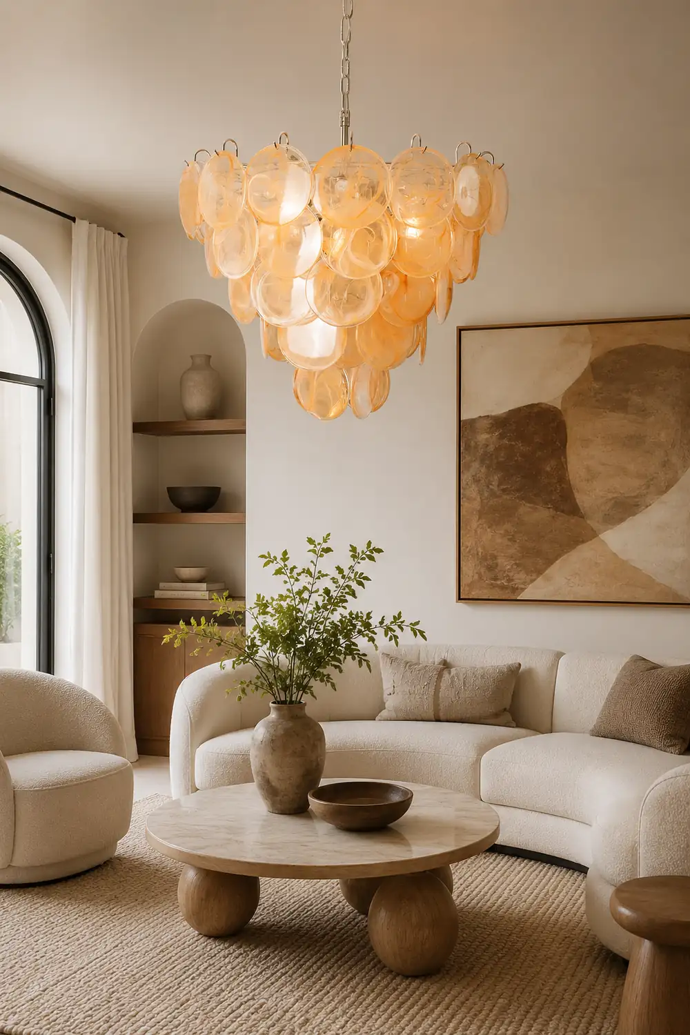 Orange Murano Disc Chandelier - Lumpaz