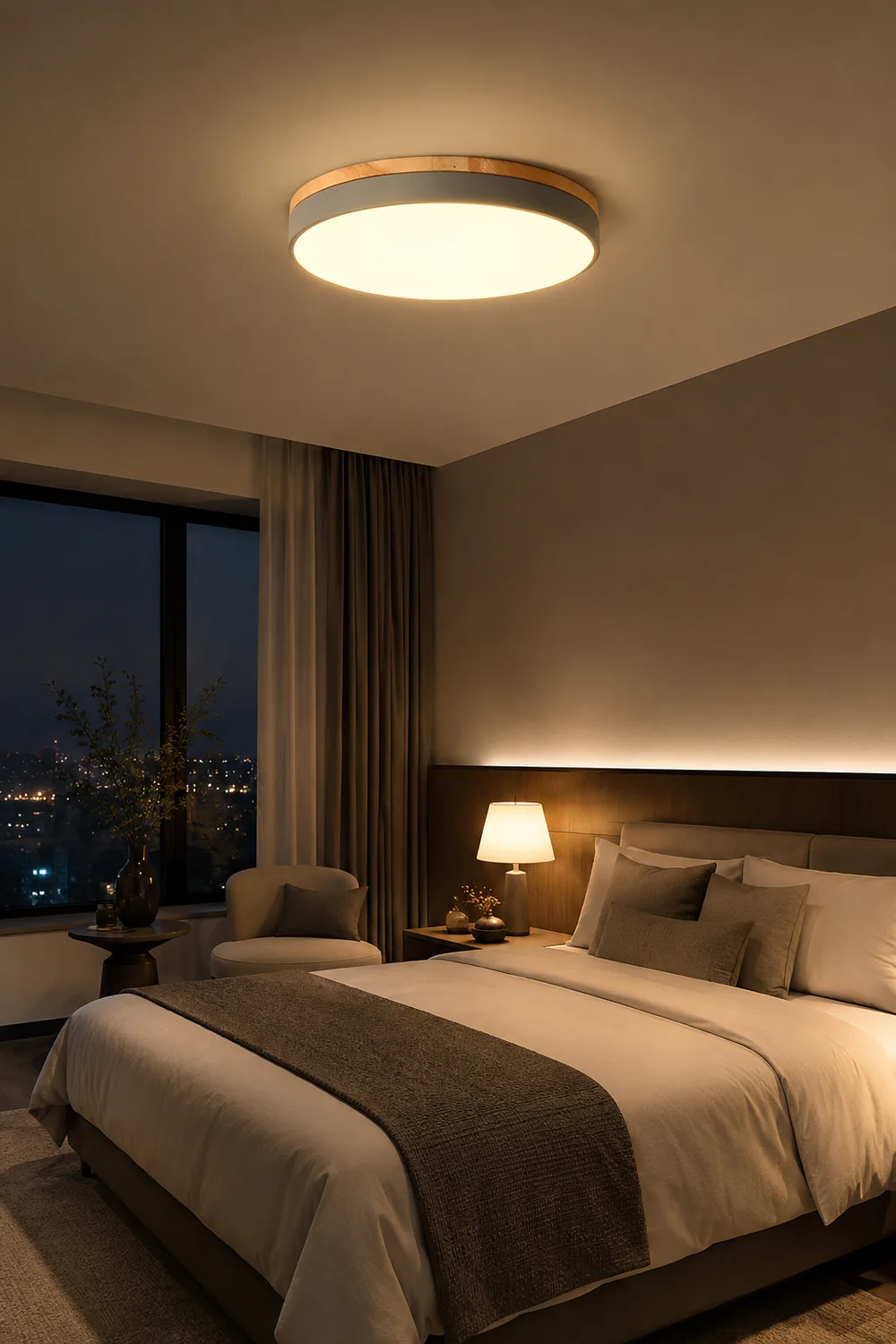 Zara Circular Wood Ceiling Lamp - Lumpaz