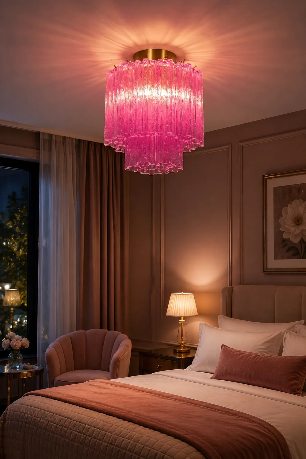 Fiora Rose Red Glass Ceiling Lamp - Lumpaz