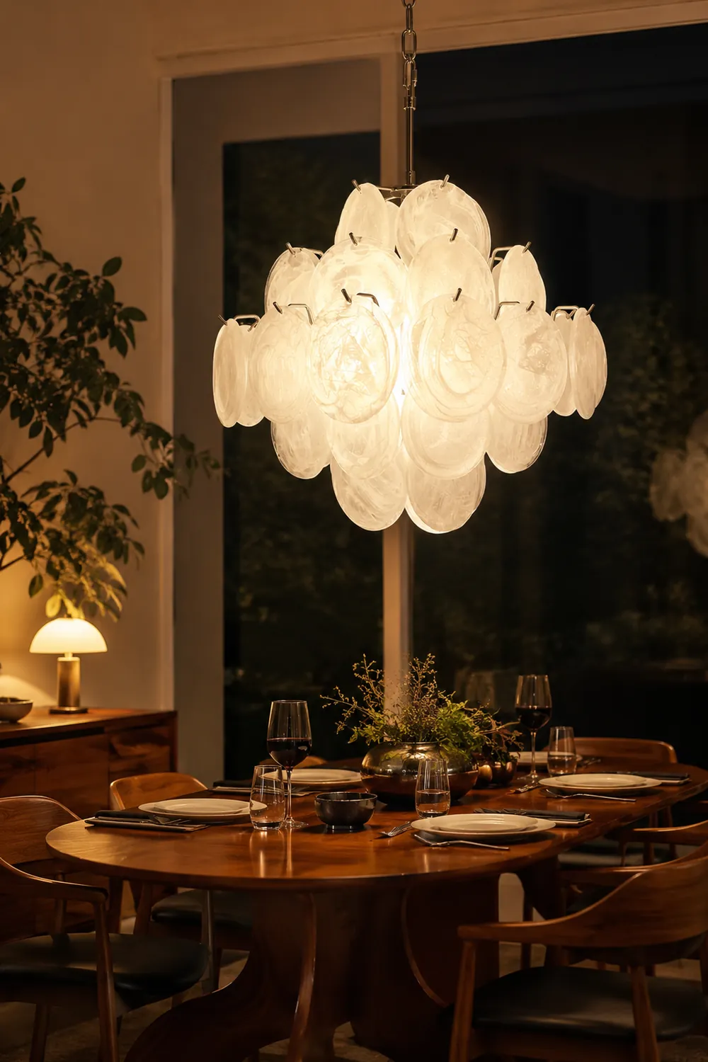 Isadora Murano White Disc Chandelier - Lumpaz