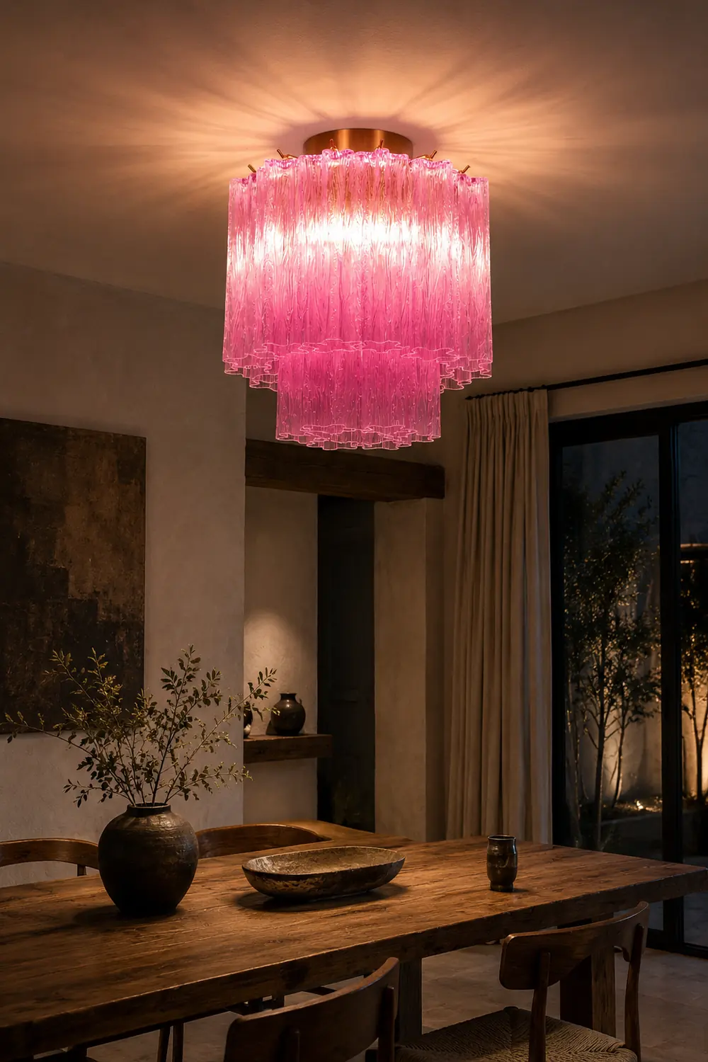 Fiora Rose Red Glass Ceiling Lamp - Lumpaz