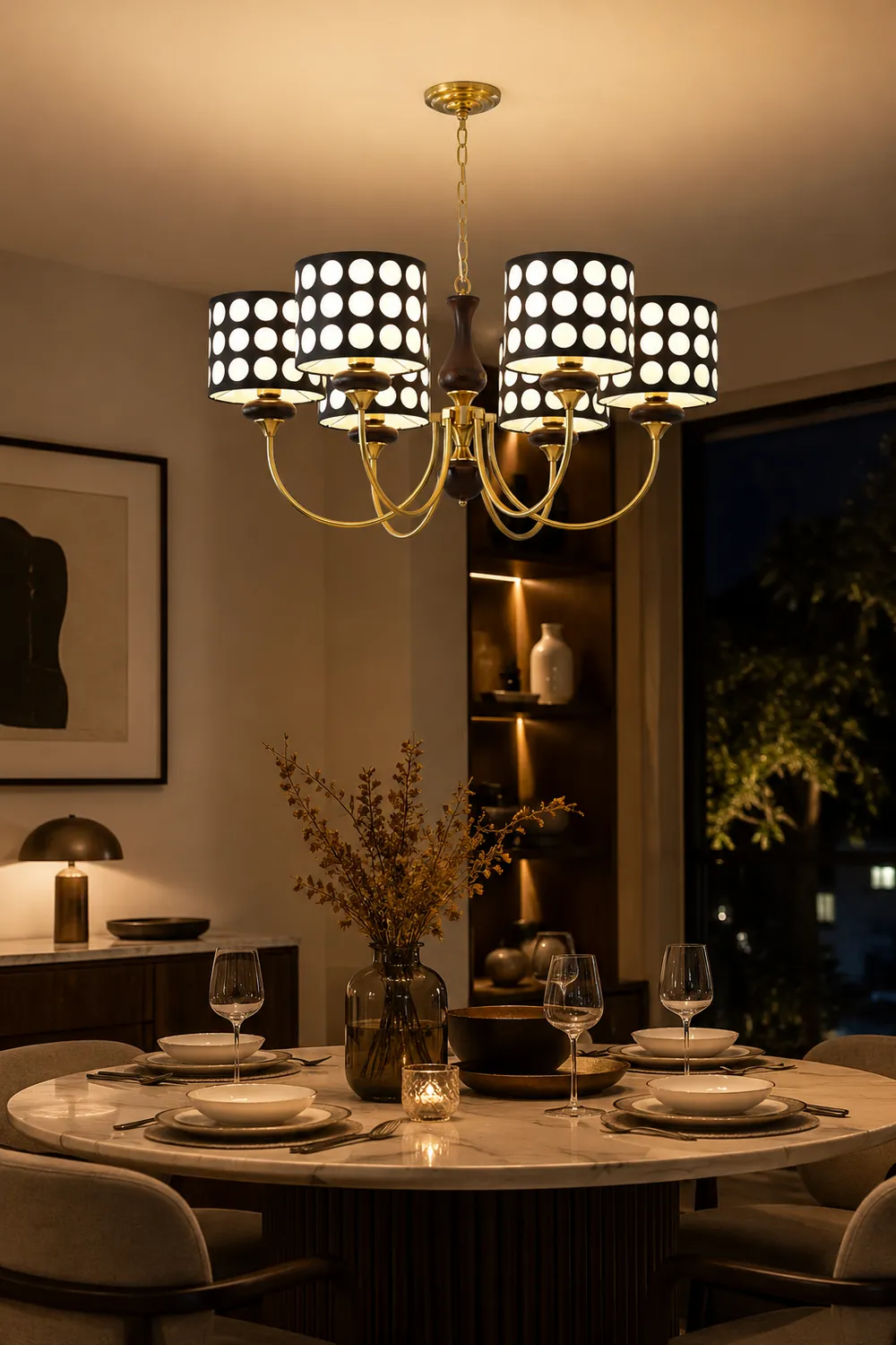 Black Polka Dots Chandelier - Lumpaz