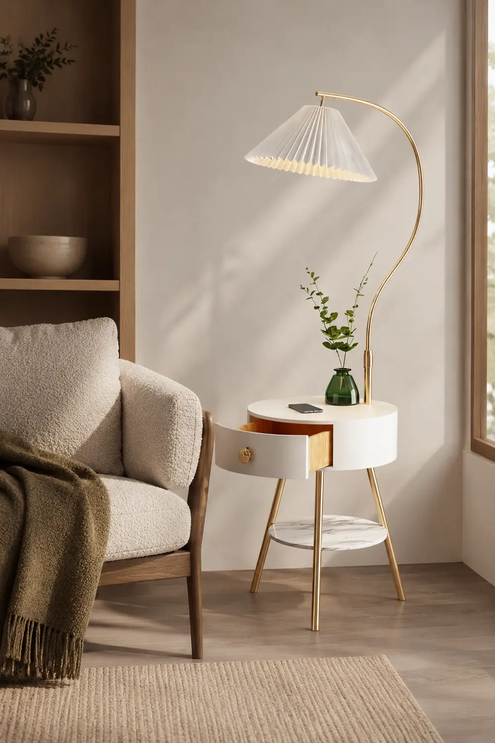 Pleated Nightstand Floor Light - Lumpaz