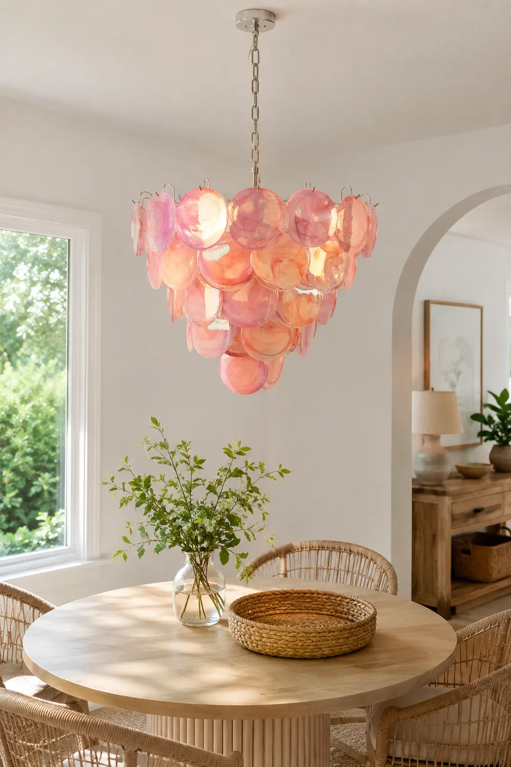 Pink Murano Disc Chandelier - Lumpaz