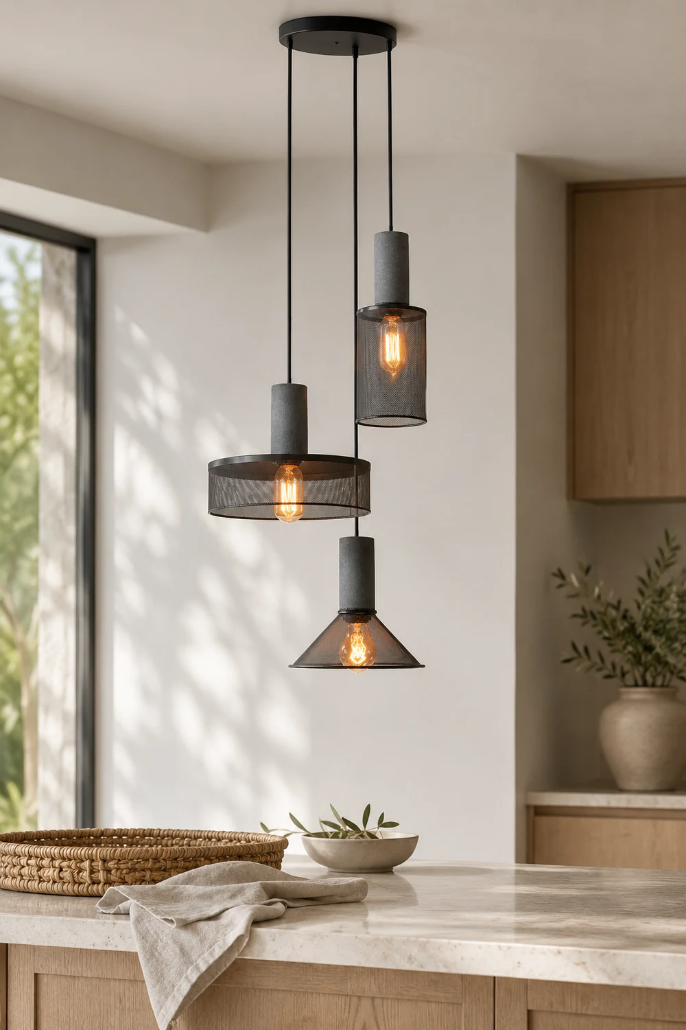 Cement Mesh Pendant Light - Lumpaz