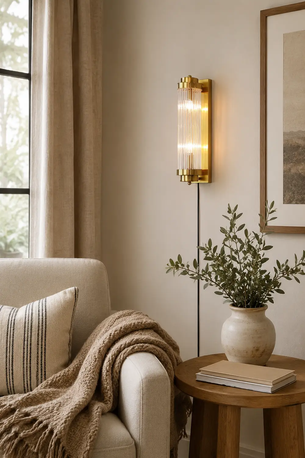 Pillar Offset Plug In Wall Lamp - Lumpaz
