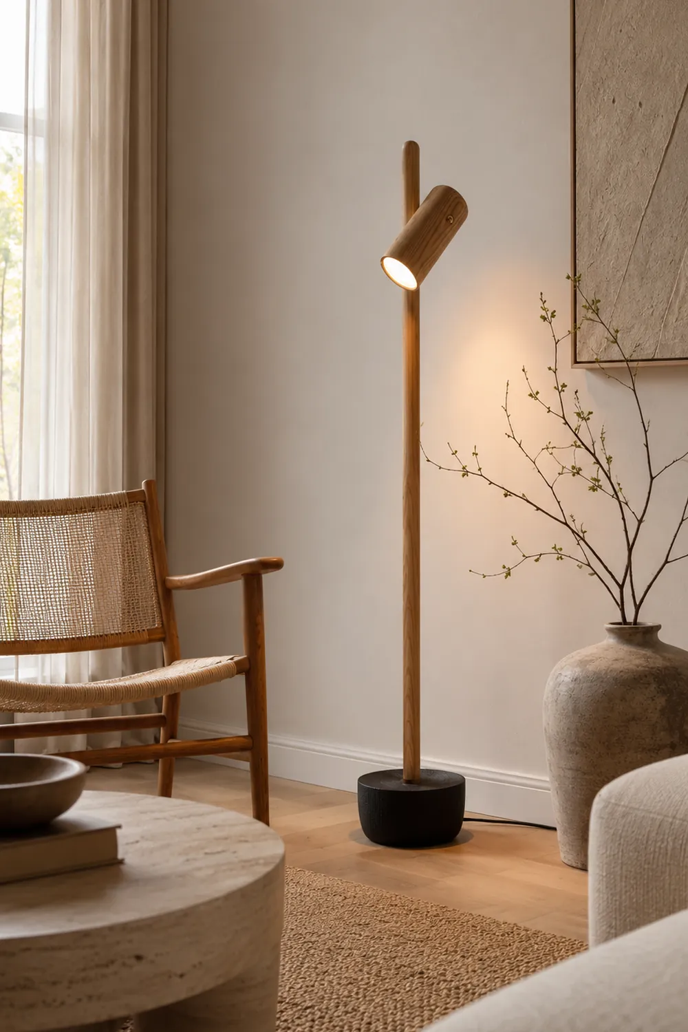 Spotlight Wood Floor Lamp - Lumpaz