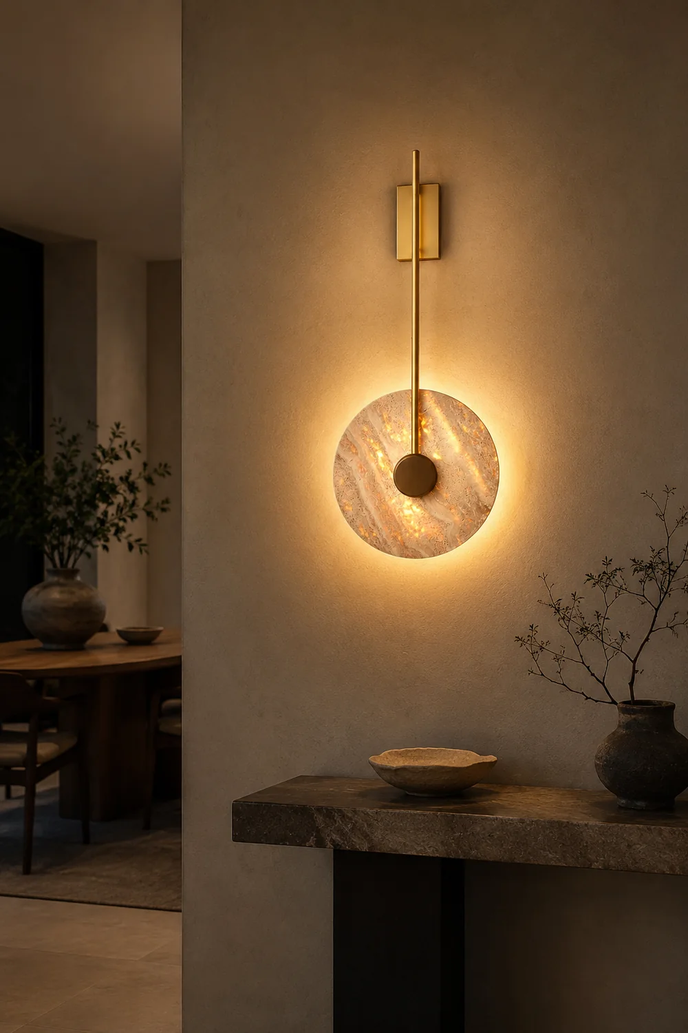 Travertine Disc Wall Lamp - Lumpaz