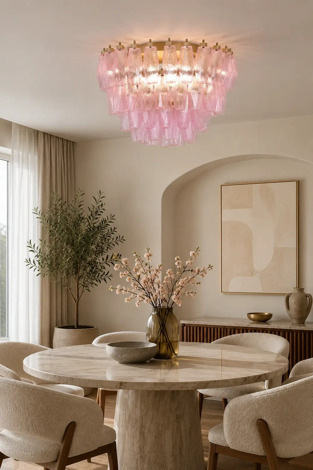 Poliedri Murano Pink Ceiling Light - Lumpaz