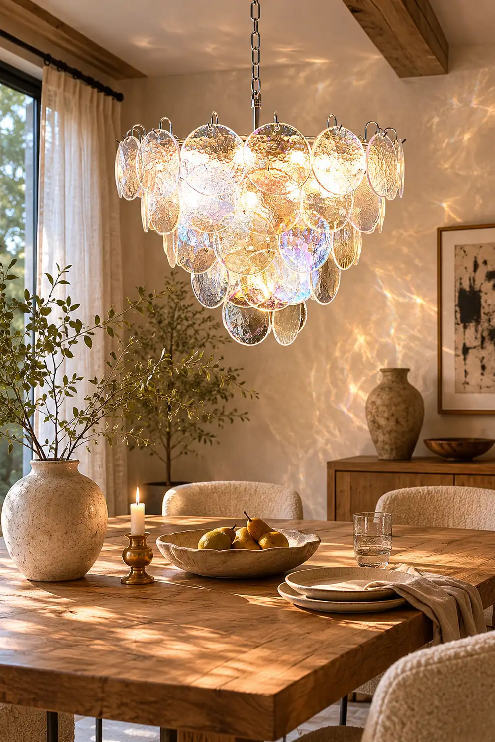 Murano Disc Iridescent Chandelier - Lumpaz