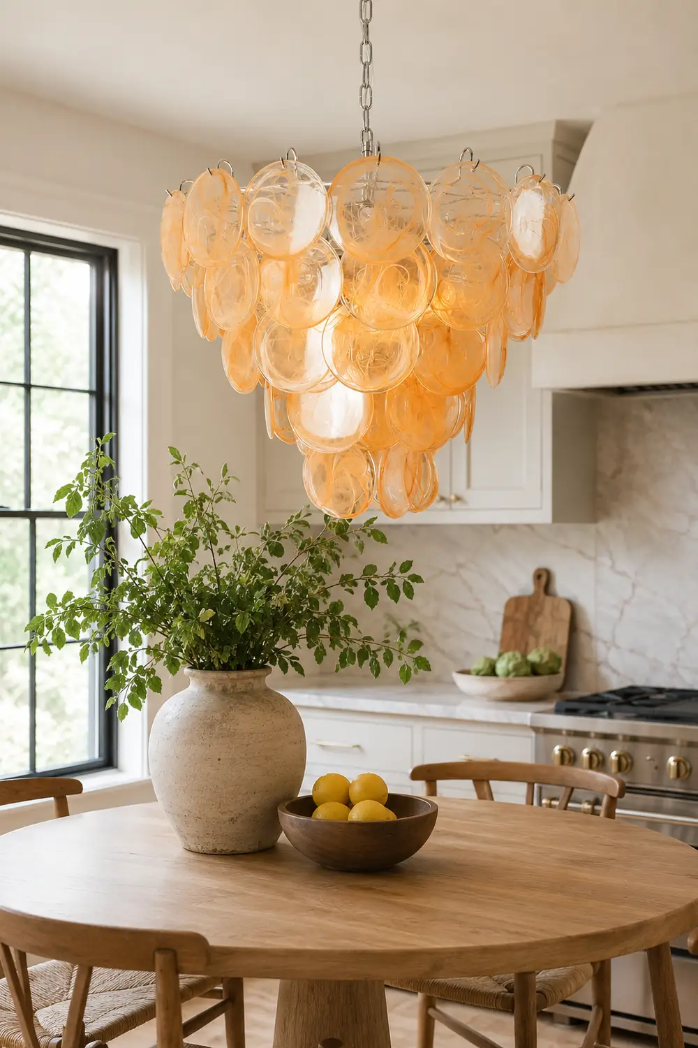 Orange Murano Disc Chandelier - Lumpaz
