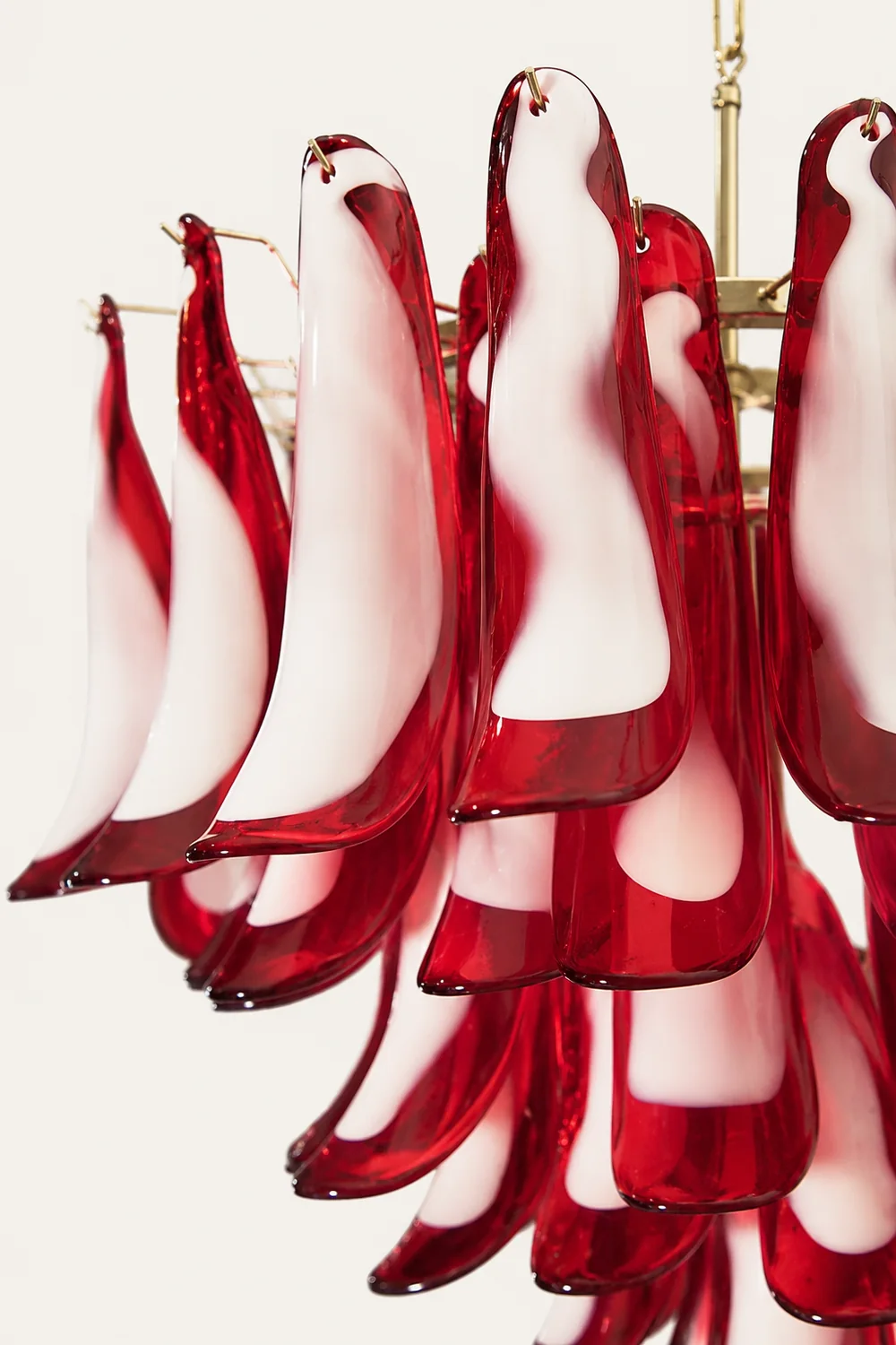 Red Glass Murano Petals Chandelier - Lumpaz