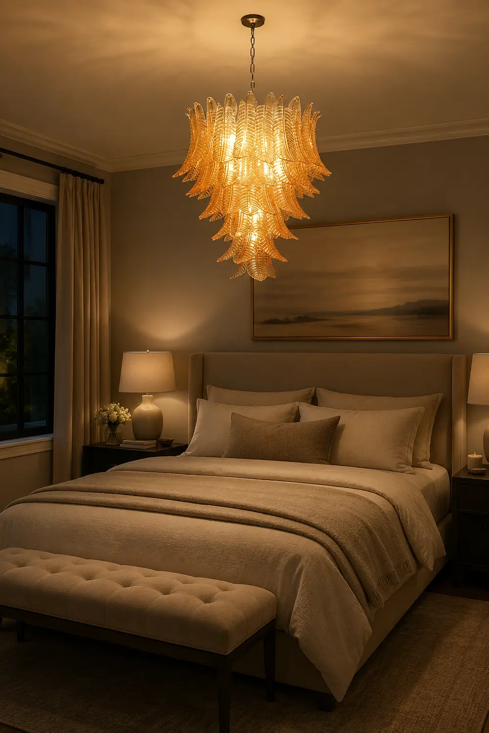 Amber Leaf Cascade Chandelier - Lumpaz