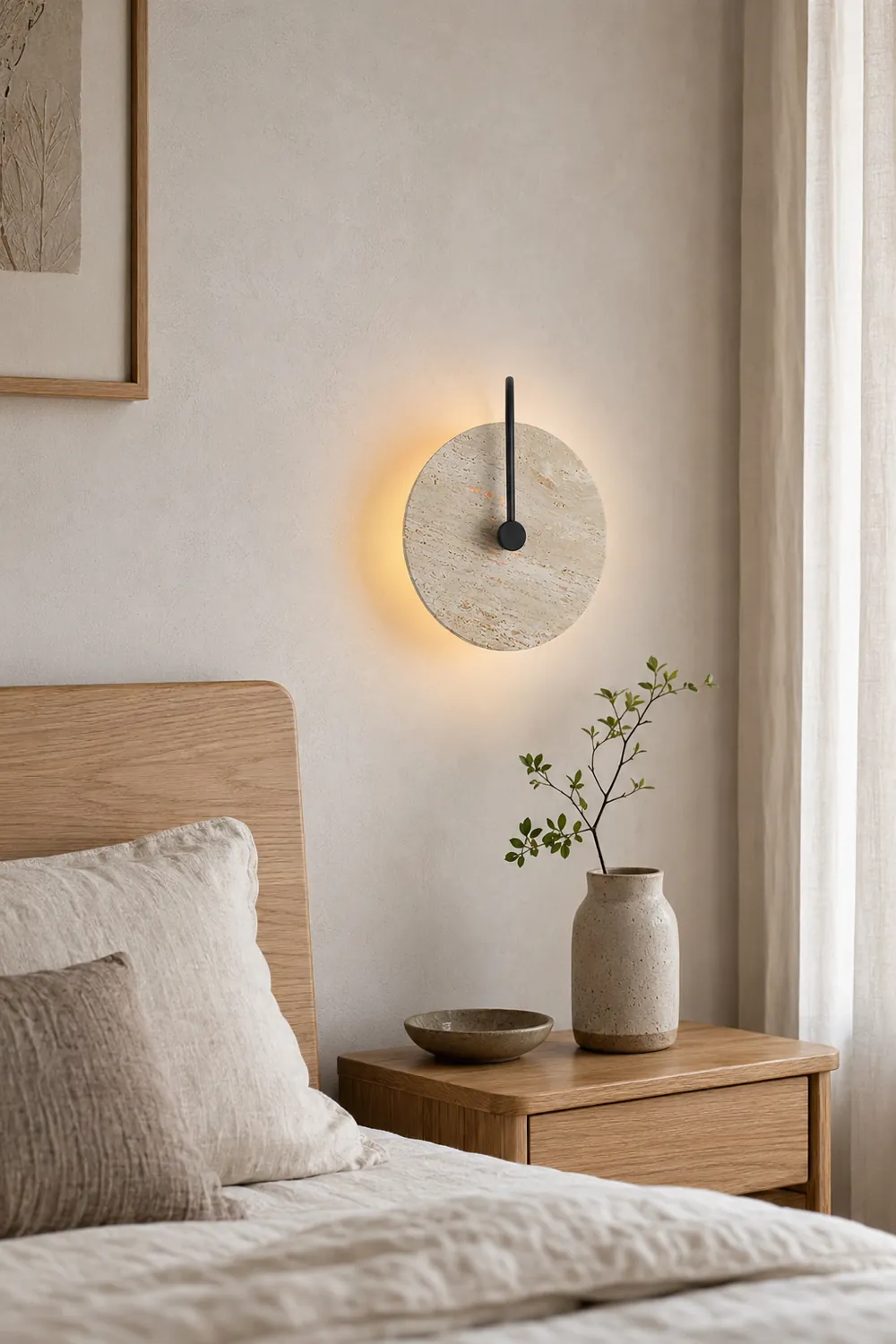Round Travertine Wall Lamp - Lumpaz