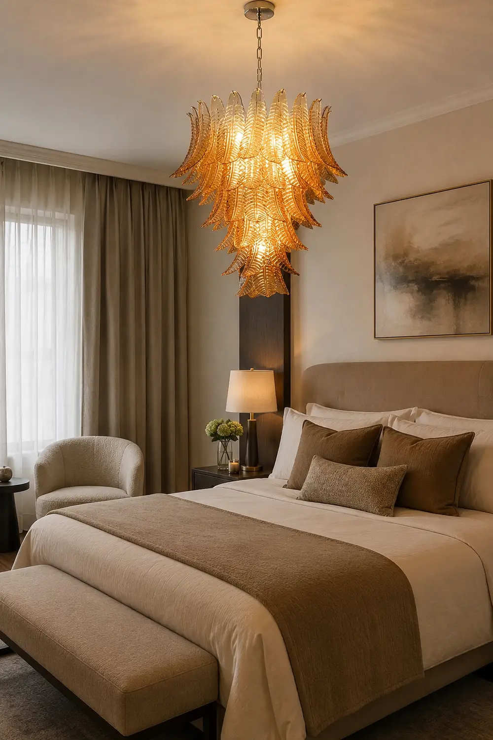Amber Leaf Cascade Chandelier - Lumpaz