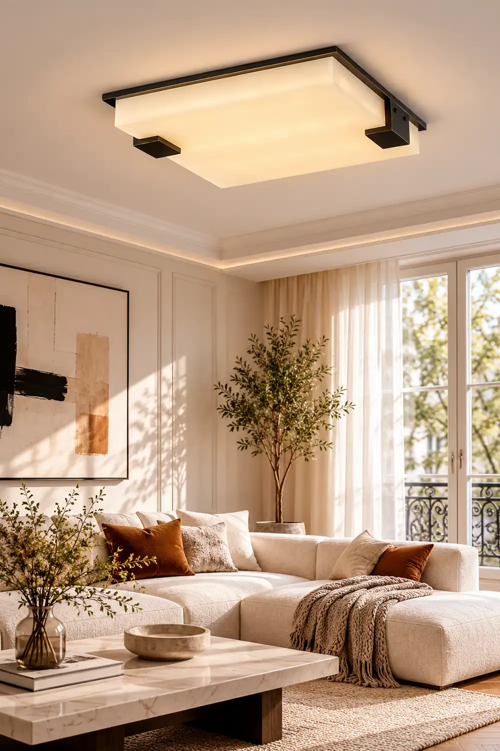 Square Alabaster Ceiling Lamp - Lumpaz