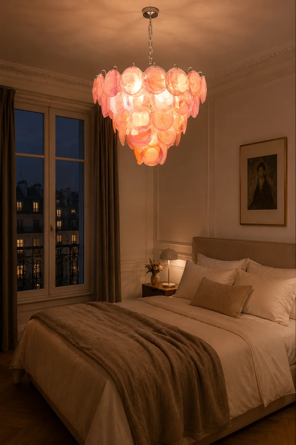 Pink Murano Disc Chandelier - Lumpaz