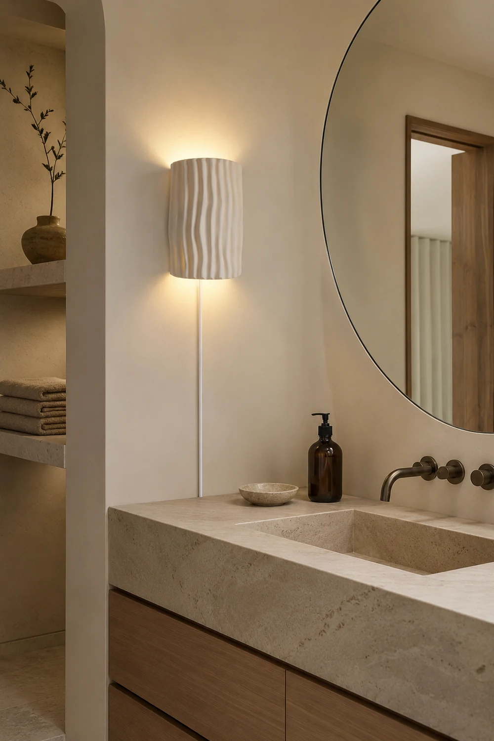 Pleated Resin Plug In Wall Lamp - Lumpaz