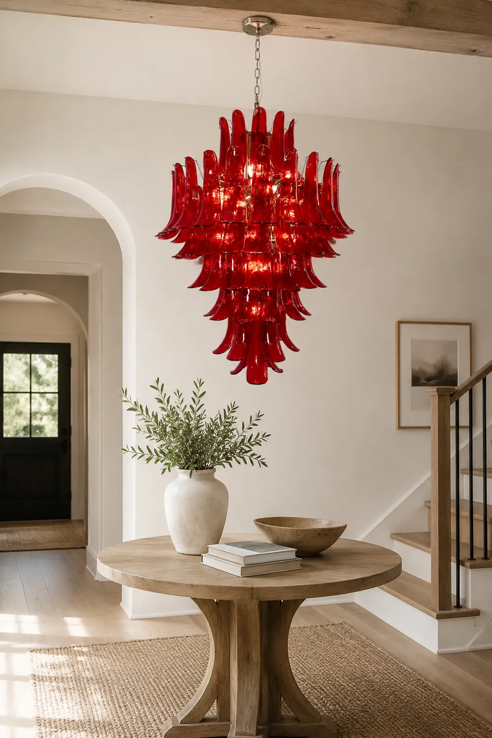 Murano Crimson Cascade Chandelier - Lumpaz