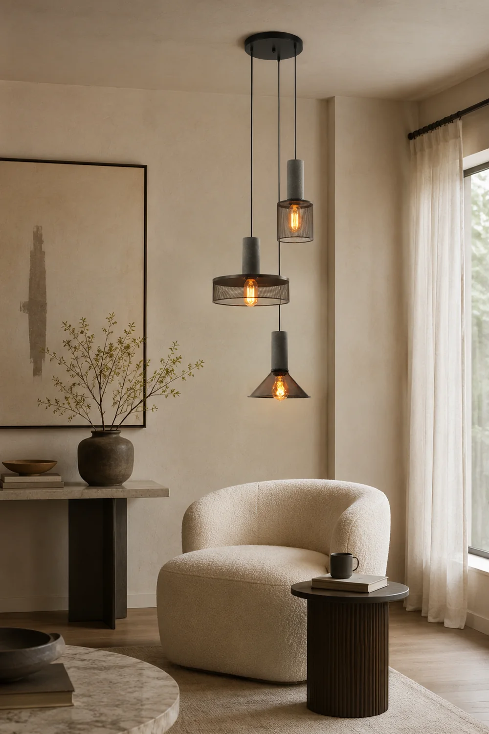 Cement Mesh Pendant Light - Lumpaz