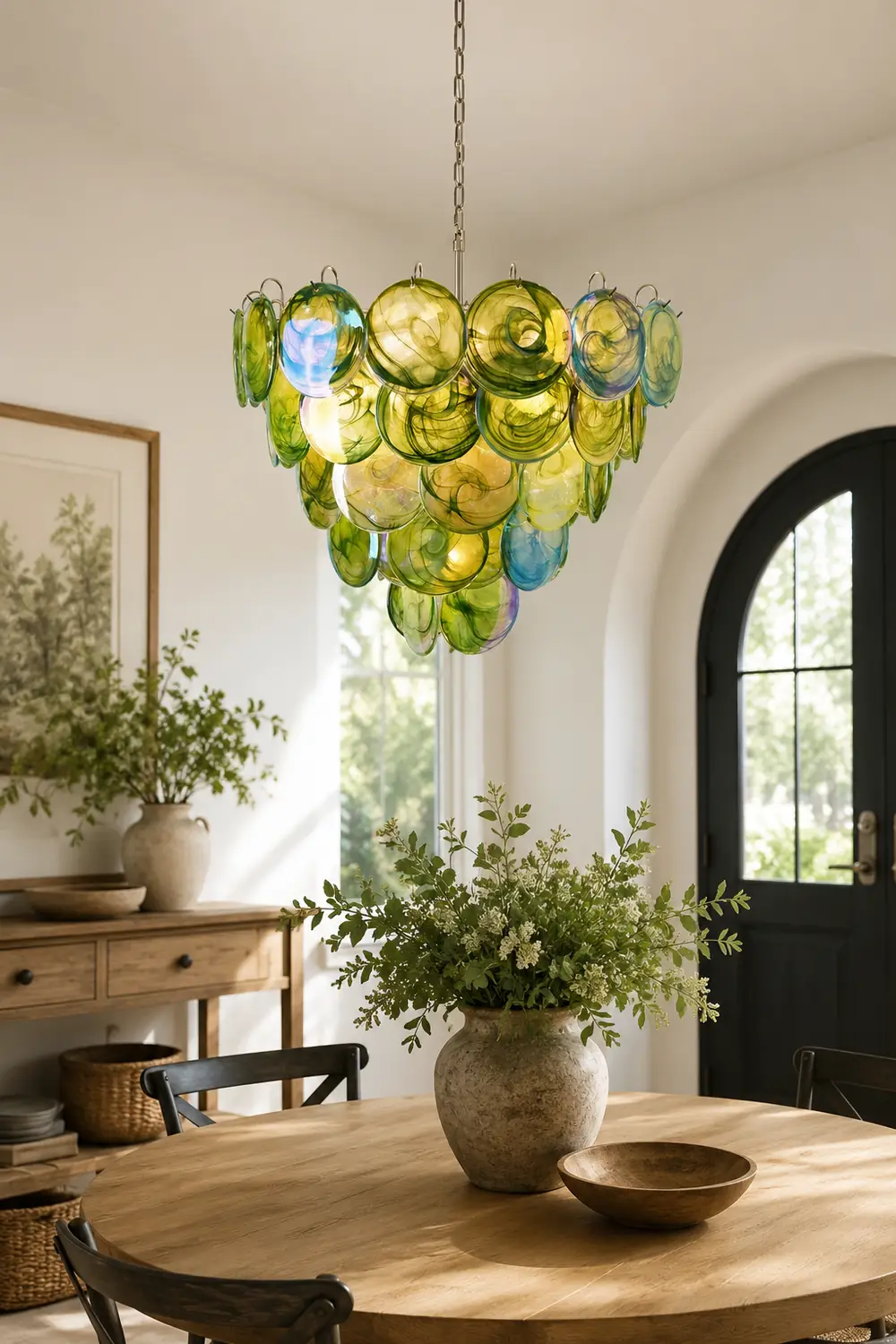 Green Murano Disc Chandelier - Lumpaz