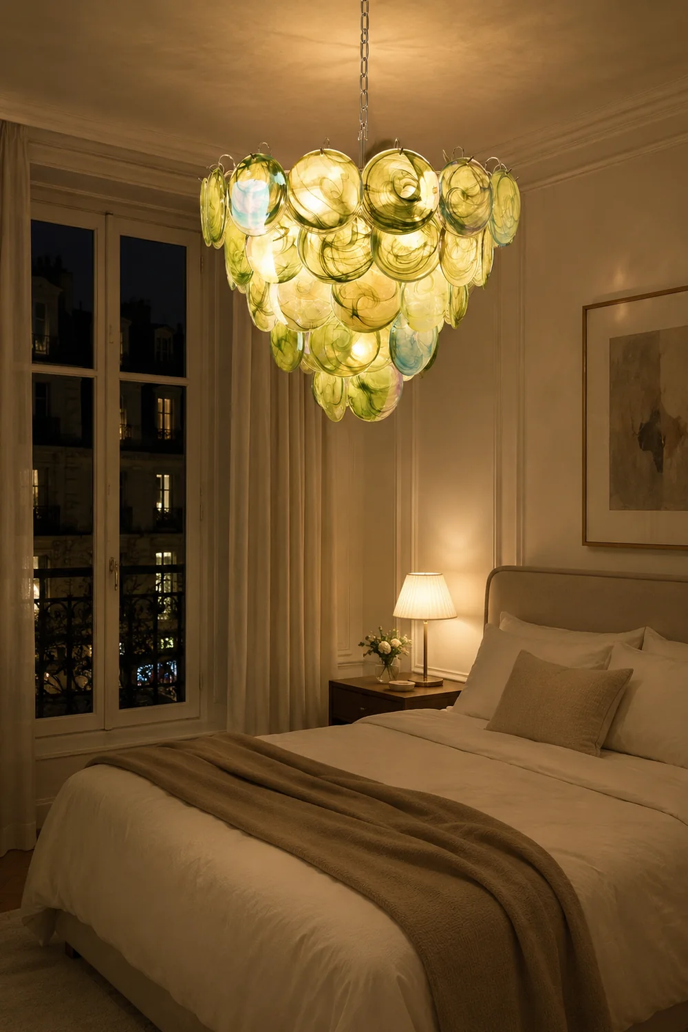 Green Murano Disc Chandelier - Lumpaz