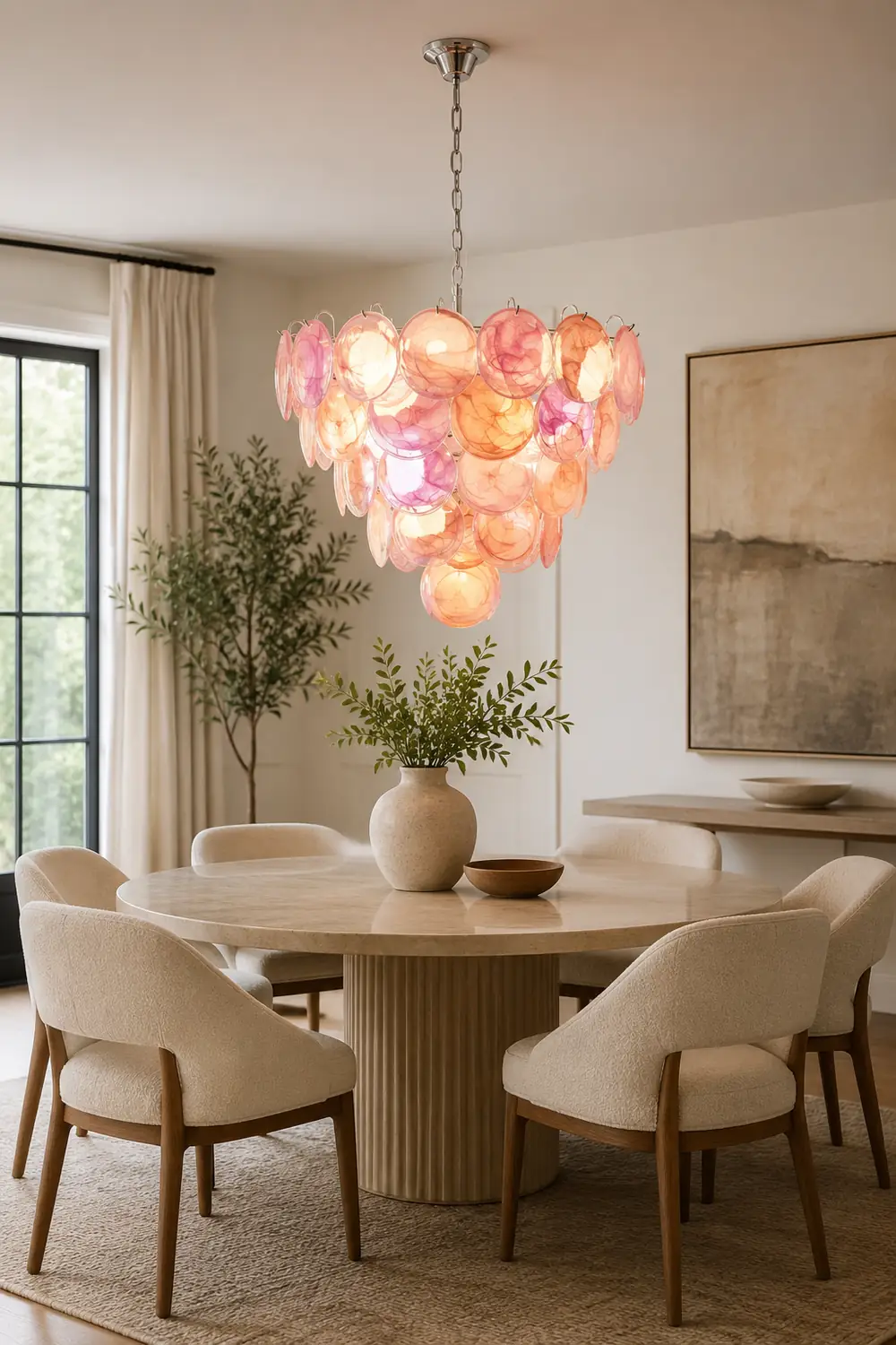 Pink Murano Disc Chandelier - Lumpaz