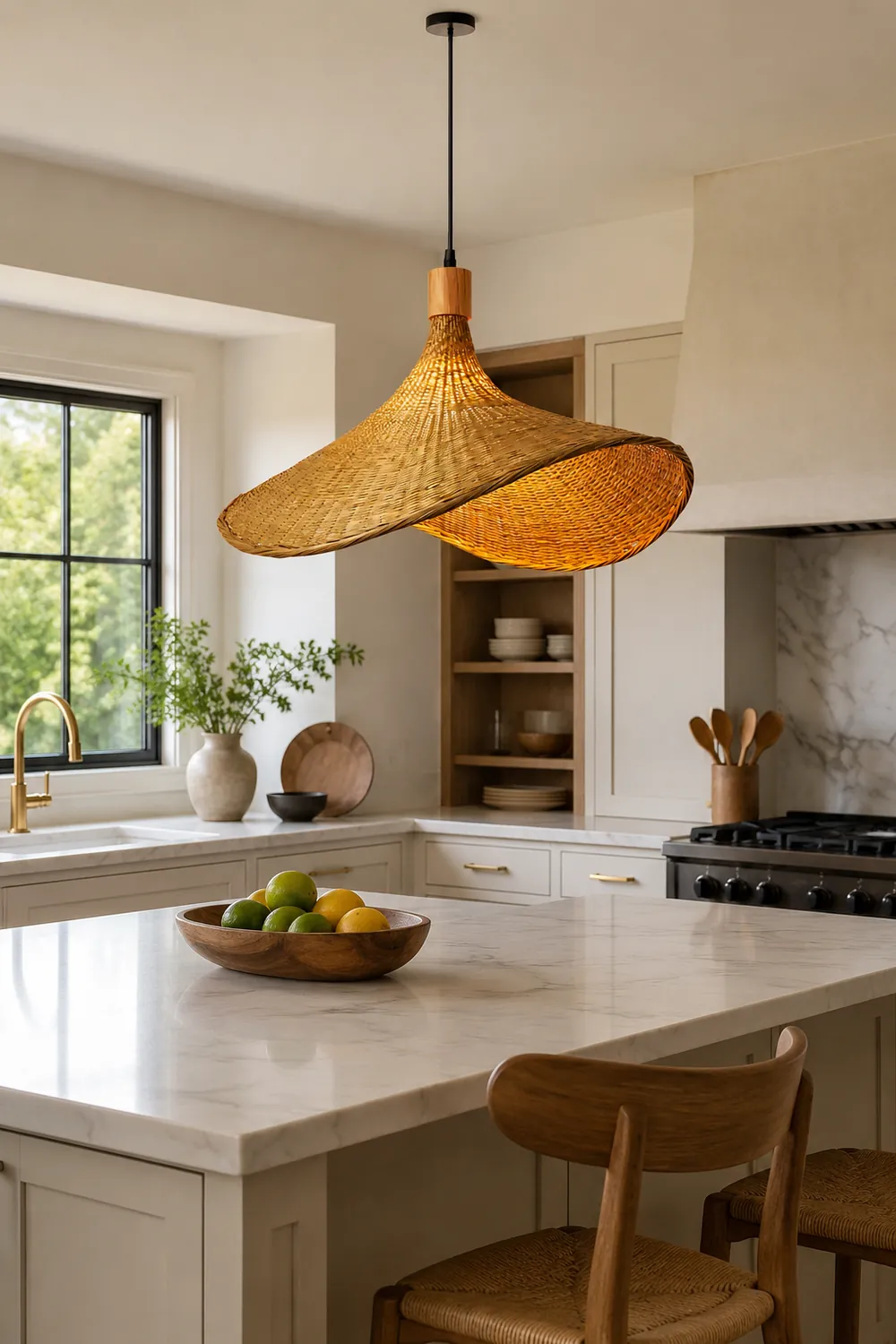 Rattan Weave Hat Pendant Light - Lumpaz