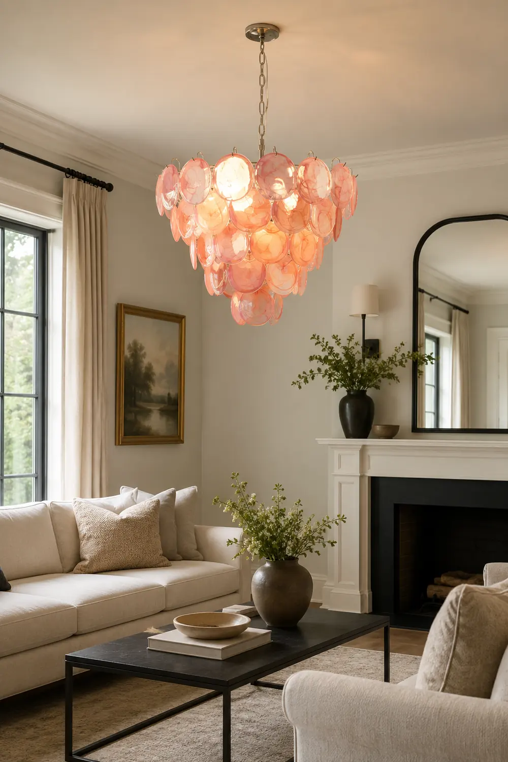 Pink Murano Disc Chandelier - Lumpaz