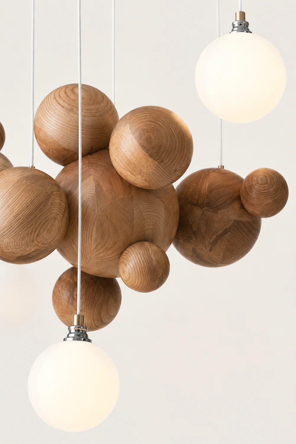 Bubble Wood Balls Chandelier - Lumpaz