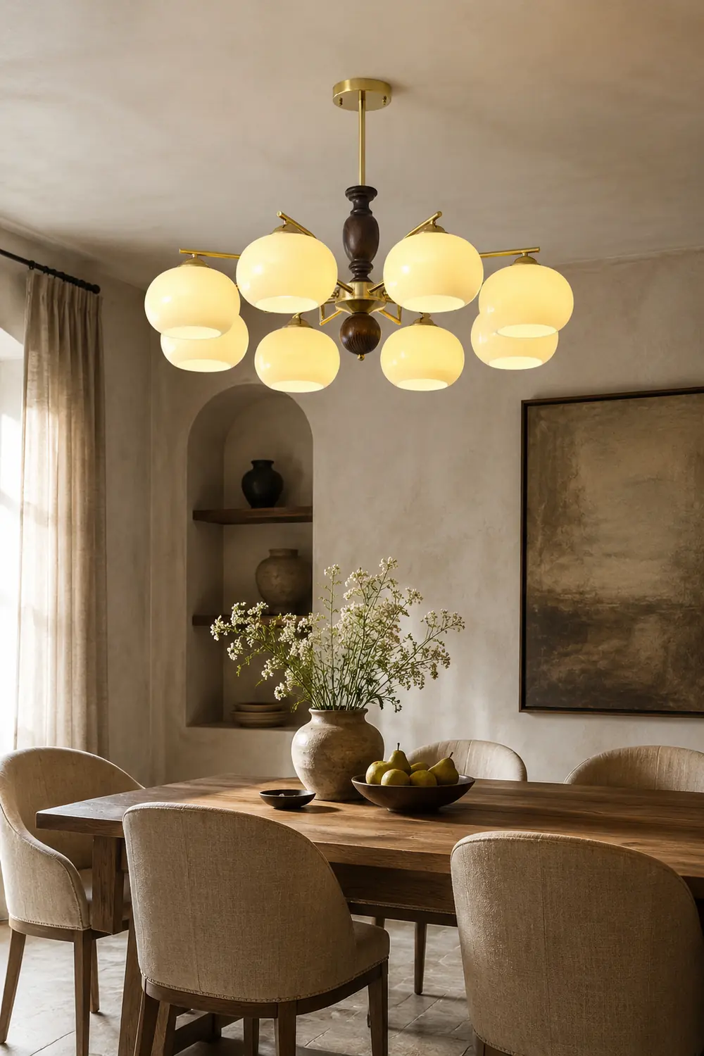 Walnut Beige Orb Chandelier - Lumpaz