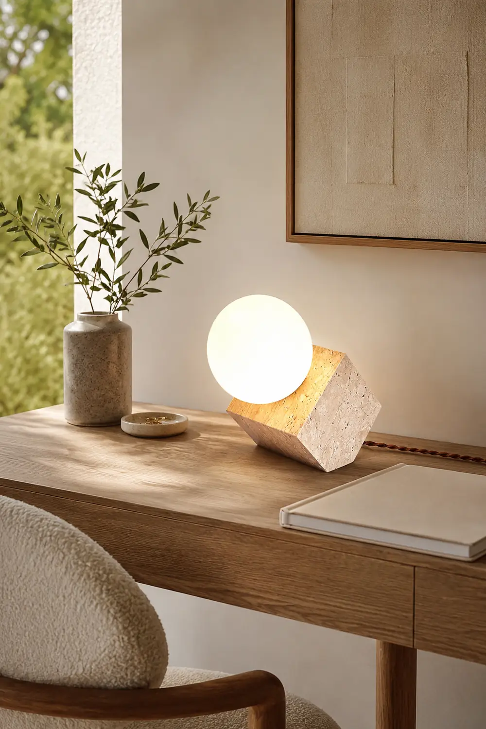 Cube Stone Table Lamp - Lumpaz