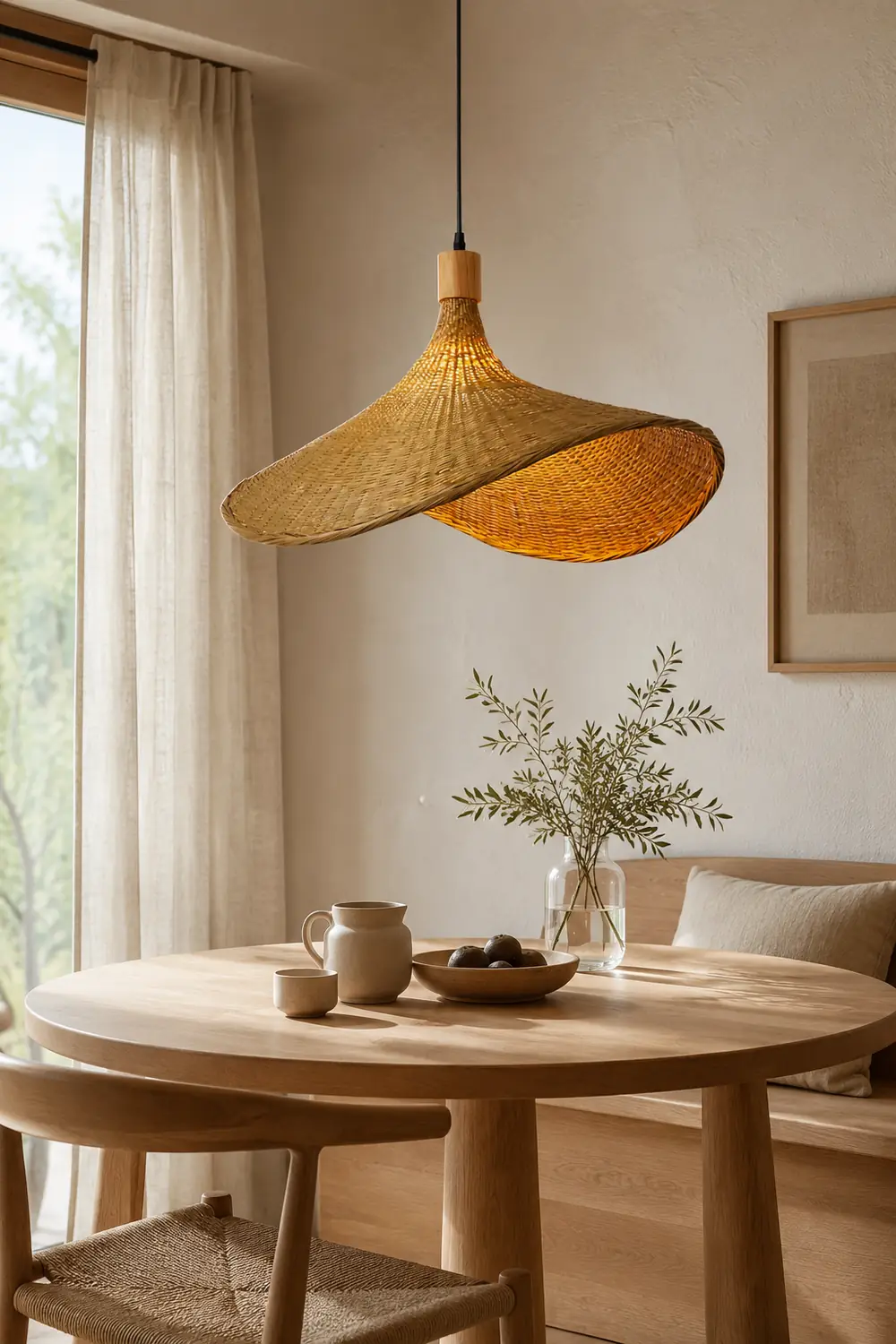 Rattan Weave Hat Pendant Light - Lumpaz