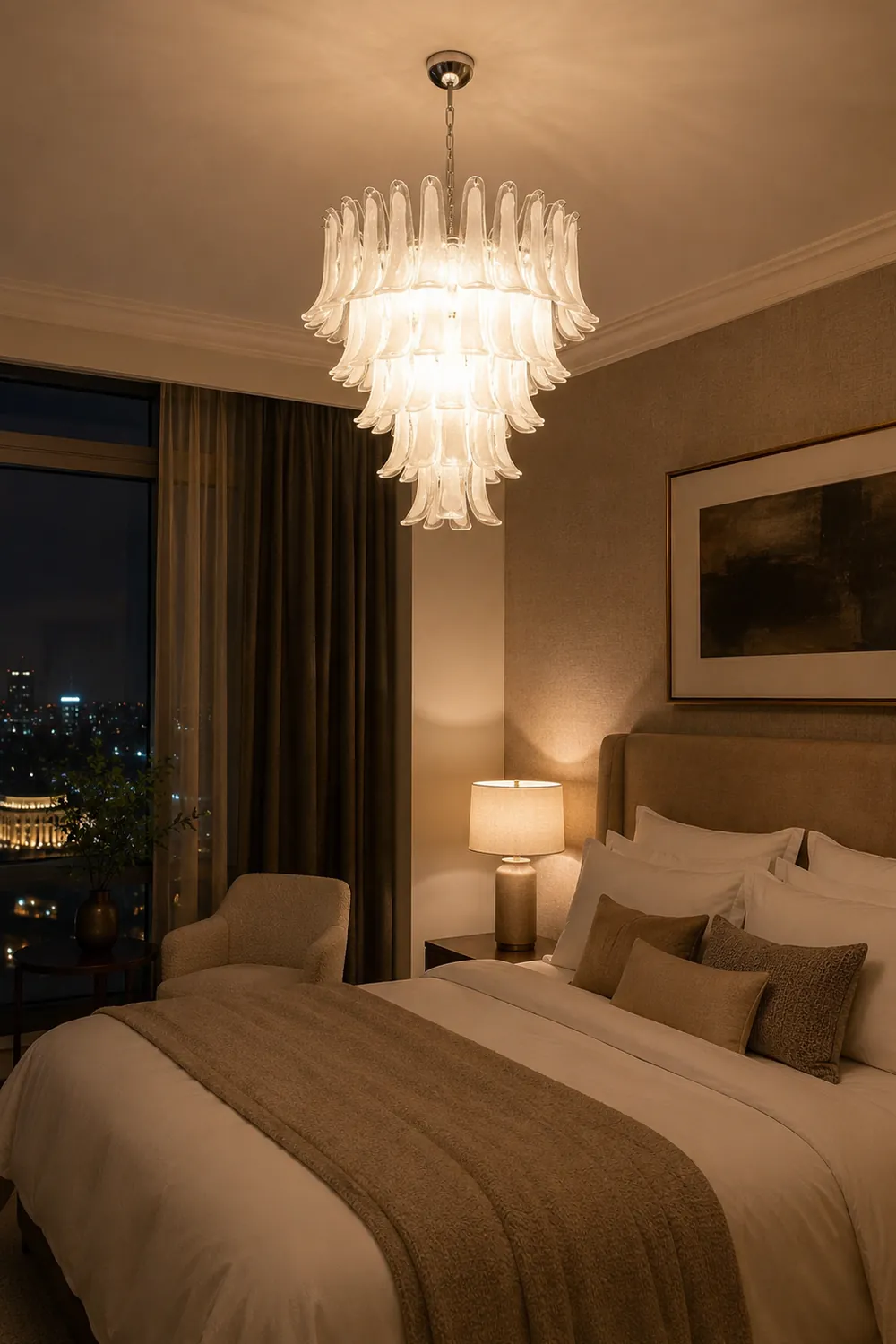 Murano White Glass Petals Chandelier - Lumpaz