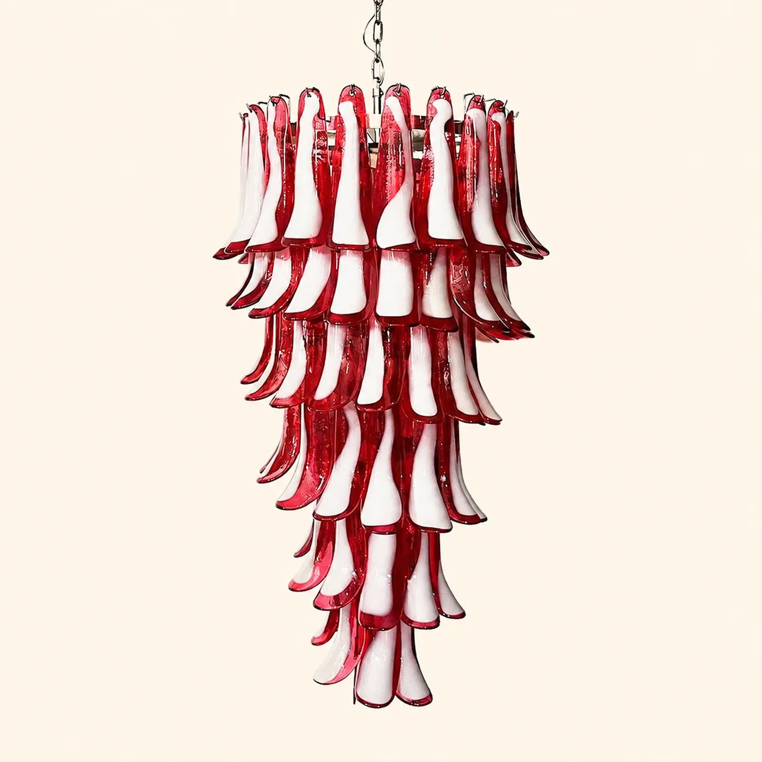 Murano Red Petals Spiral Chandelier - Lumpaz
