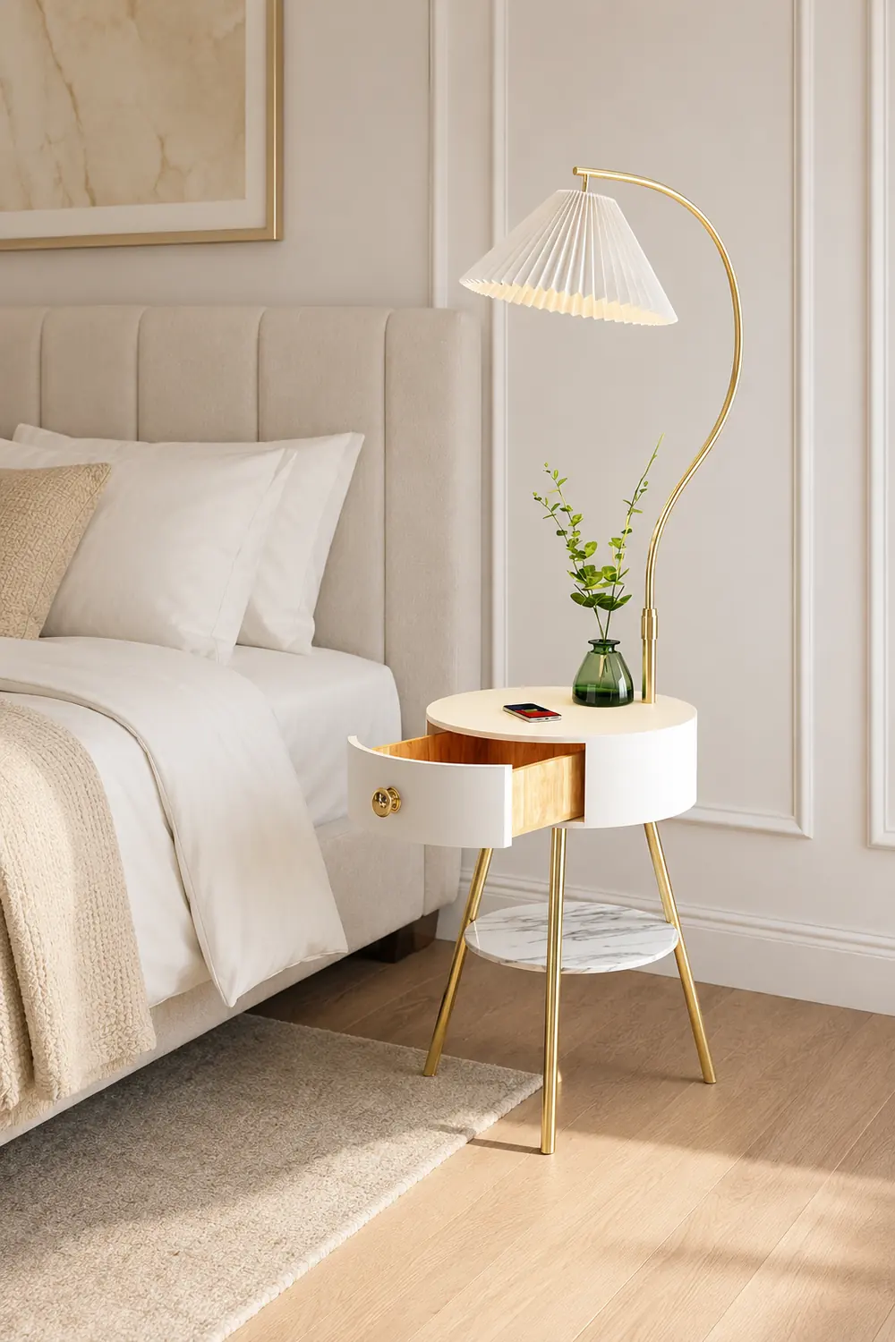 Pleated Nightstand Floor Light - Lumpaz