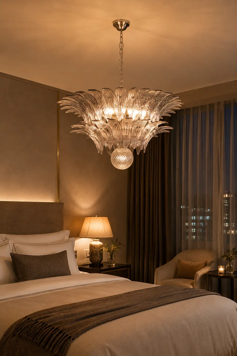 Murano Palmette Transparent Chandelier - Lumpaz