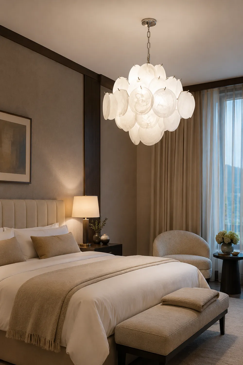 Isadora Murano White Disc Chandelier - Lumpaz
