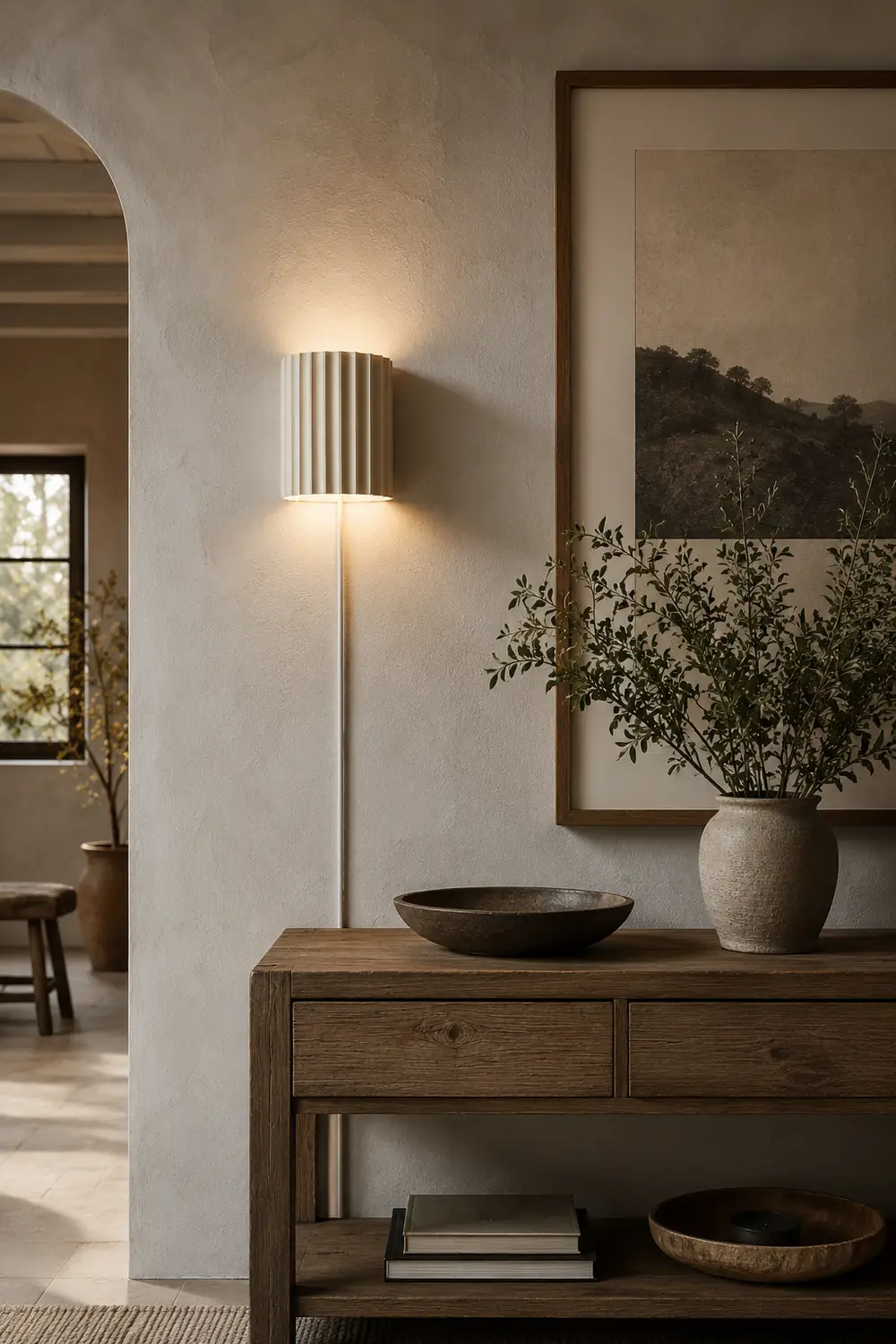 Fluted Resin Plug In Wall Lamp - Lumpaz