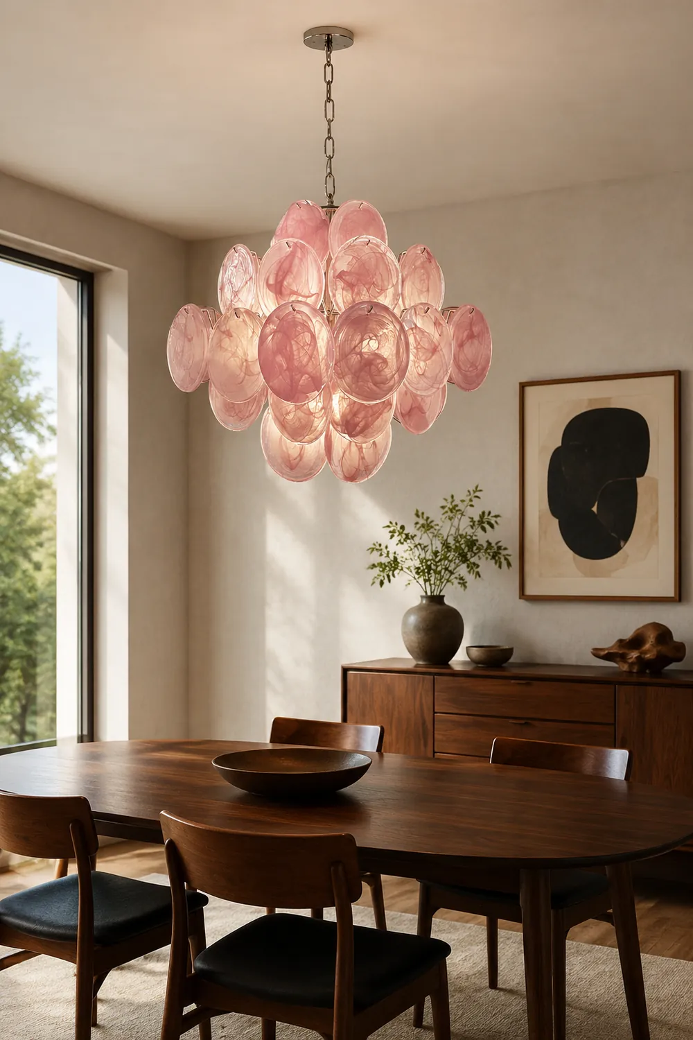 Murano Pink Disks Chandelier - Lumpaz
