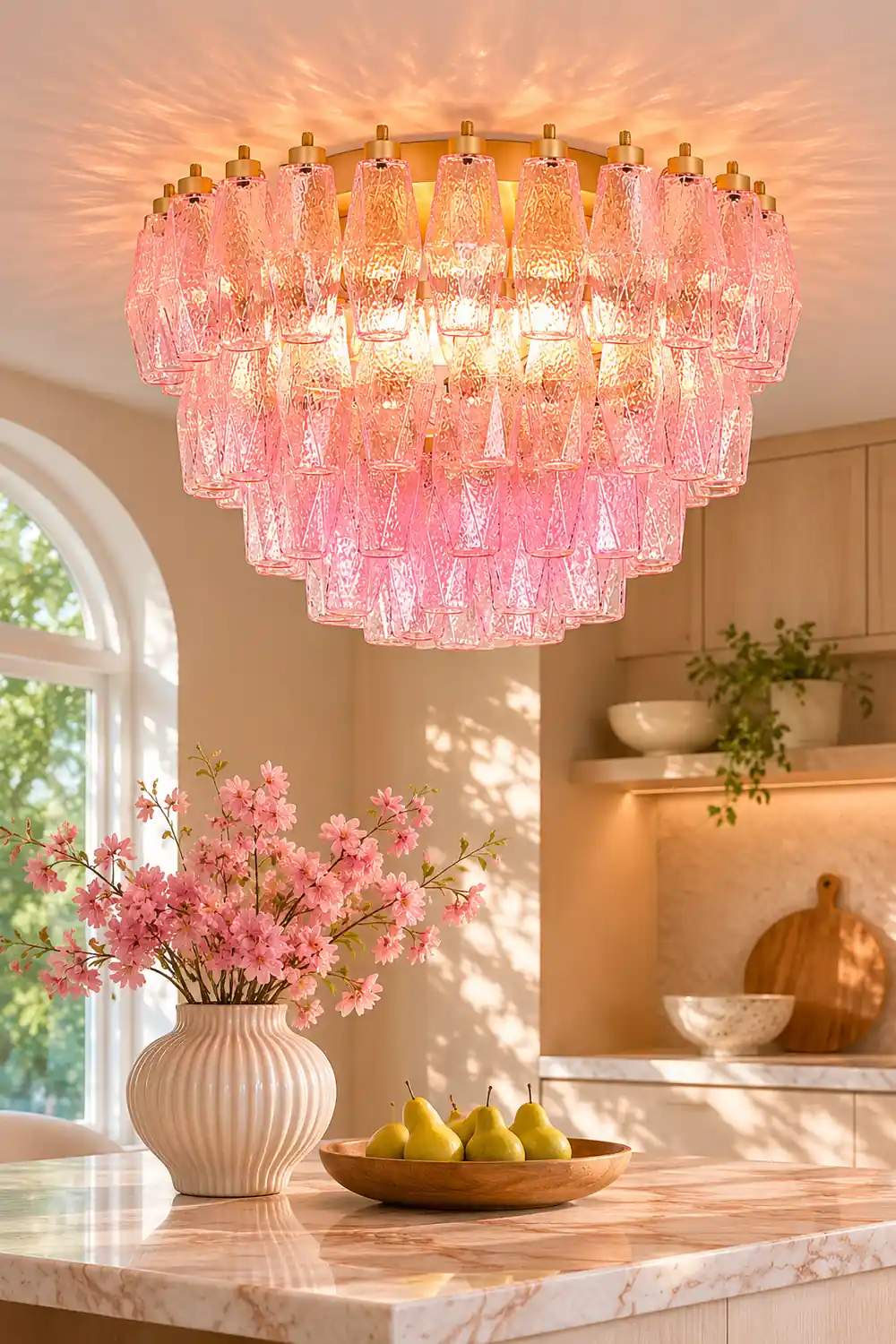 Poliedri Murano Pink Ceiling Light - Lumpaz