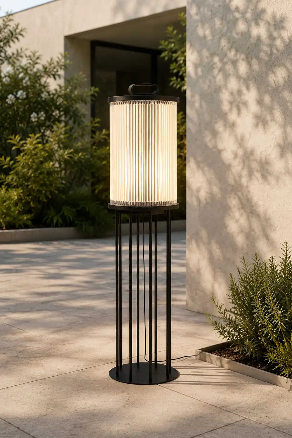 Line Glass Lantern Solar Floor Lamp - Lumpaz