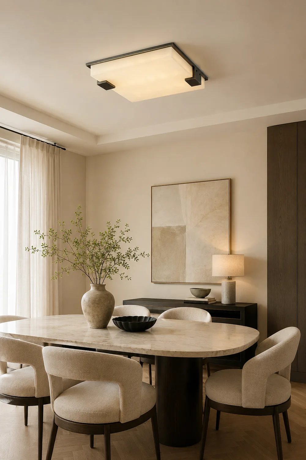 Square Alabaster Ceiling Lamp - Lumpaz