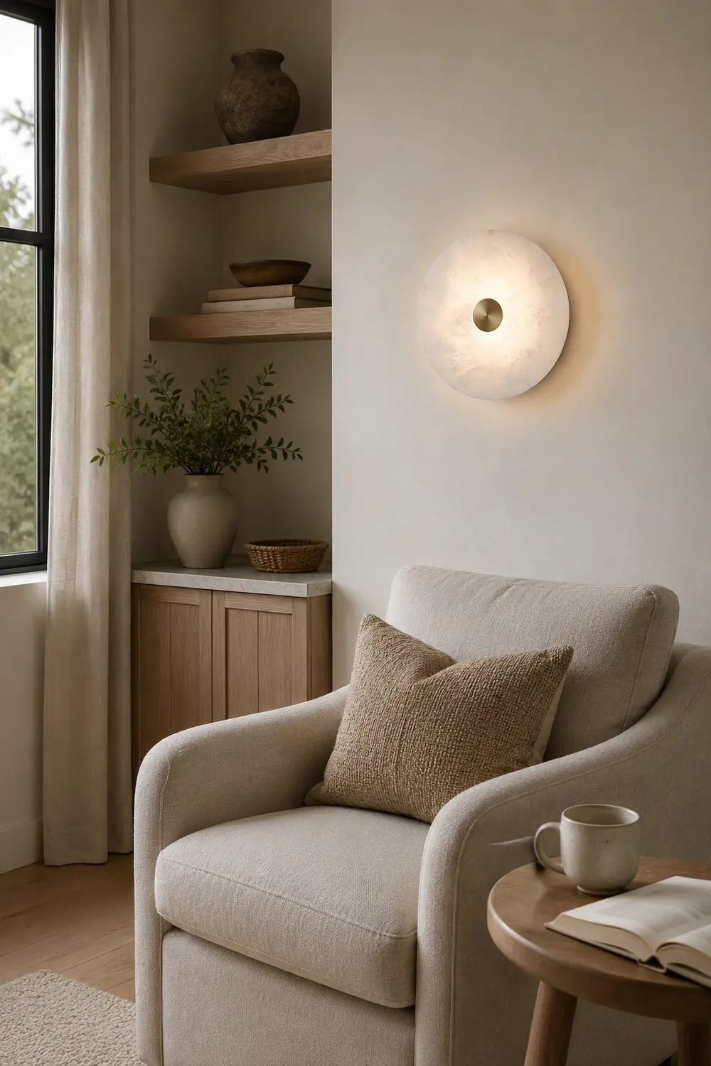 Disc Shaped Alabaster Wall Light - Lumpaz